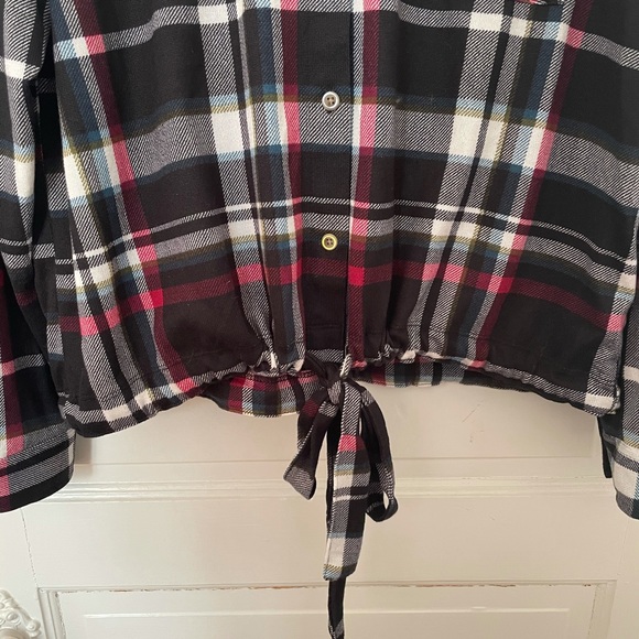 Polly & Ester Plaid Button Front Tie - Picture 6 of 8